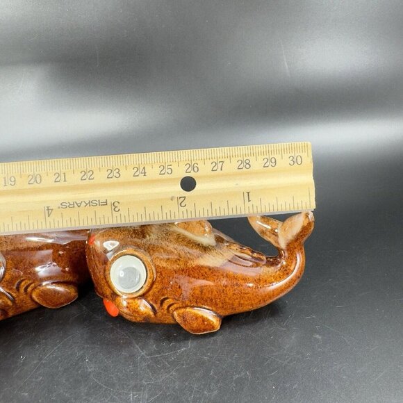 Vintage RedWare While Ceramic Hand Glazed Salt And Pepper Shaker Set Wiggly Eyes - Picture 4 of 13